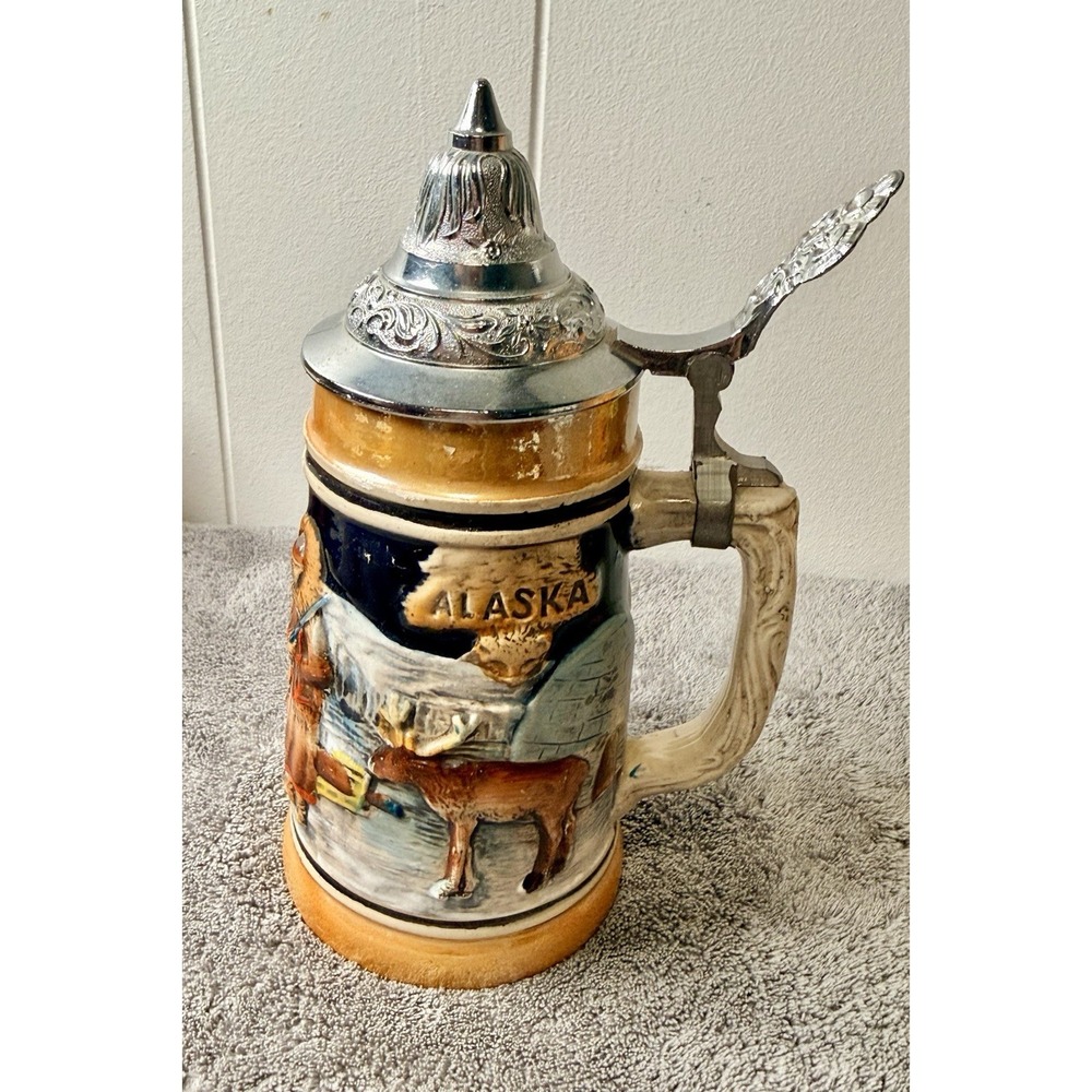 7" 1960 Beer Stein German Made for Alaska "Made Expressly For Our 49th State"